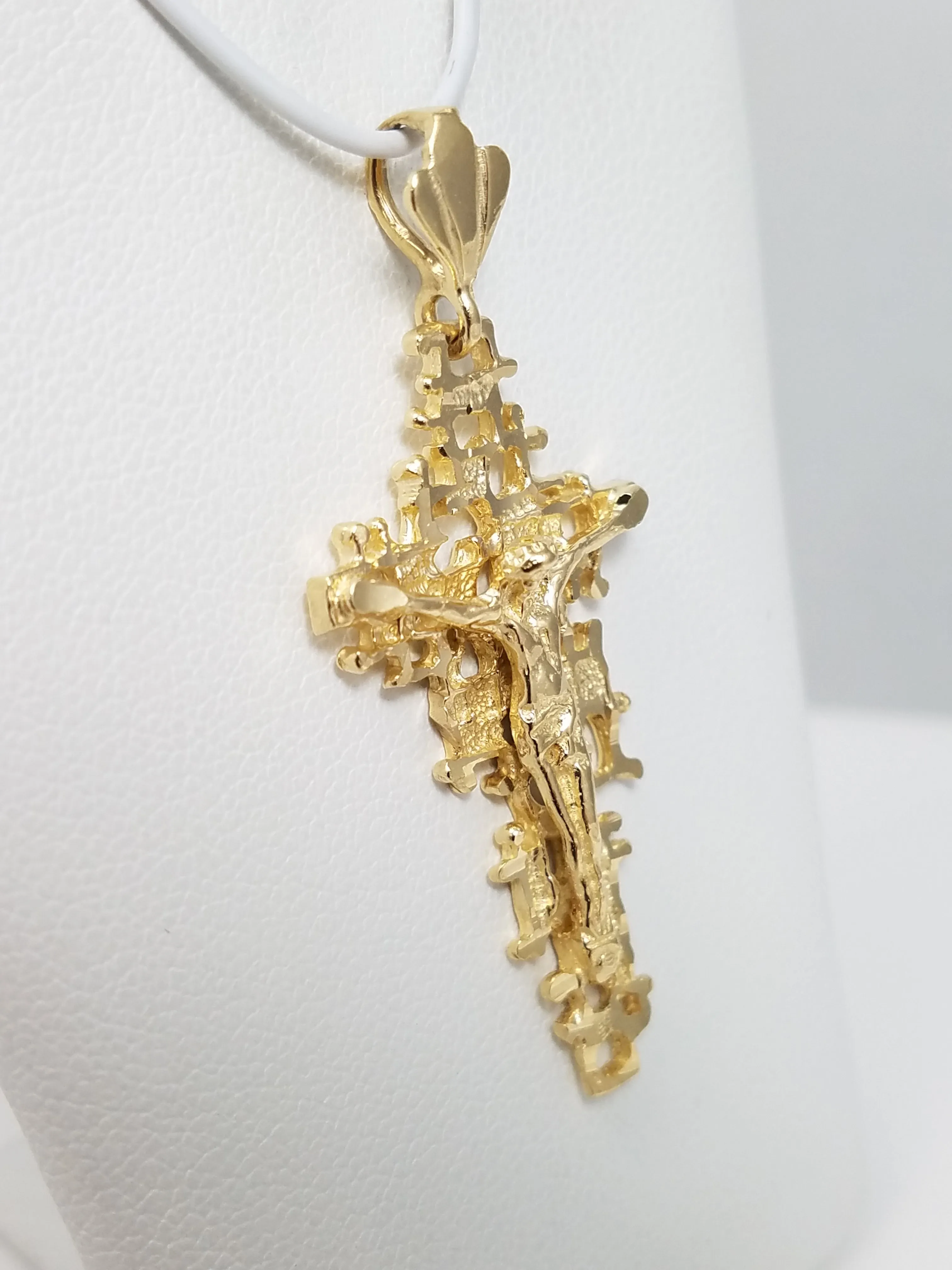 Cool 14k Solid Yellow Gold Modernist Crucifix Pendant