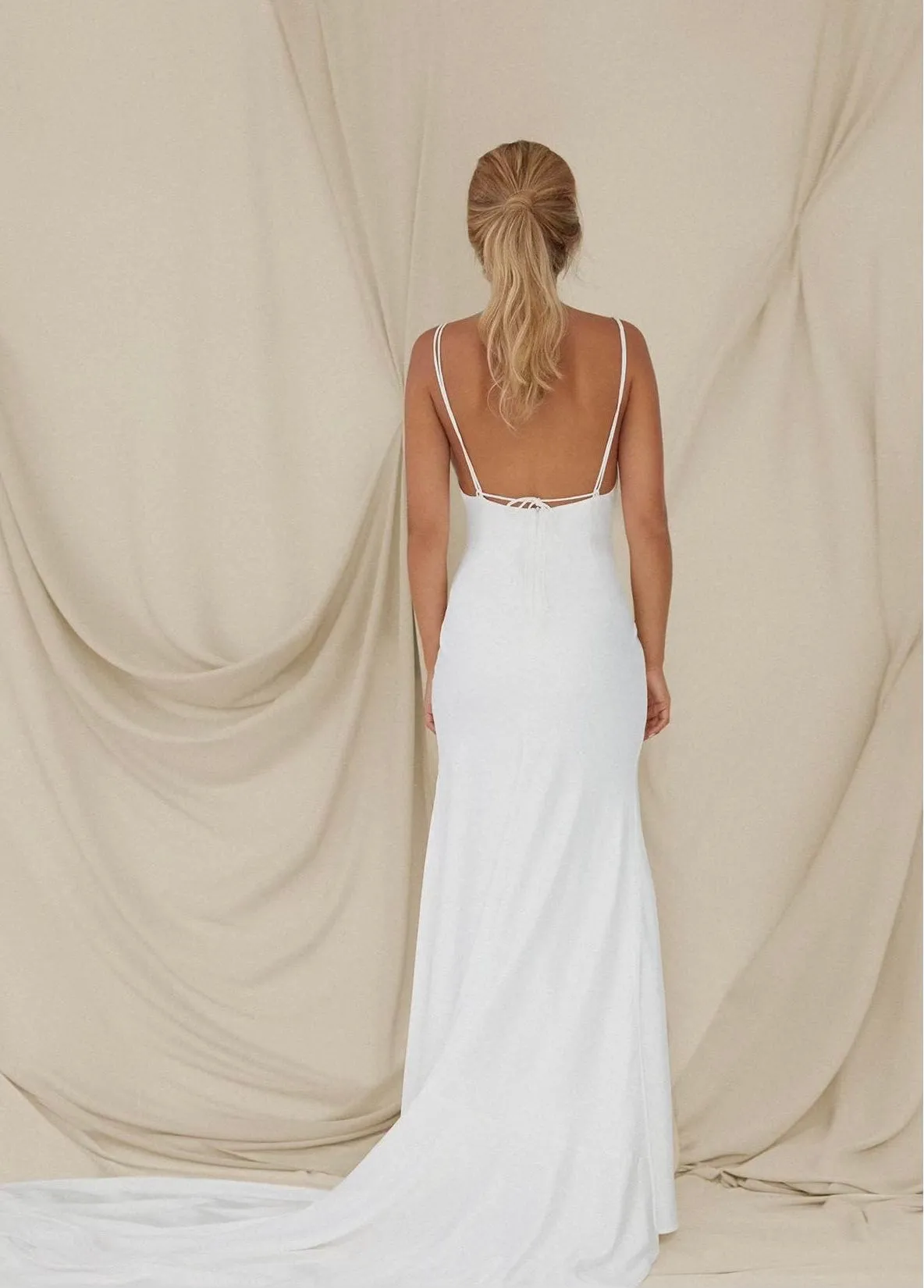 Crossover neckline and drapes from chest to hip wedding dress / Bruna