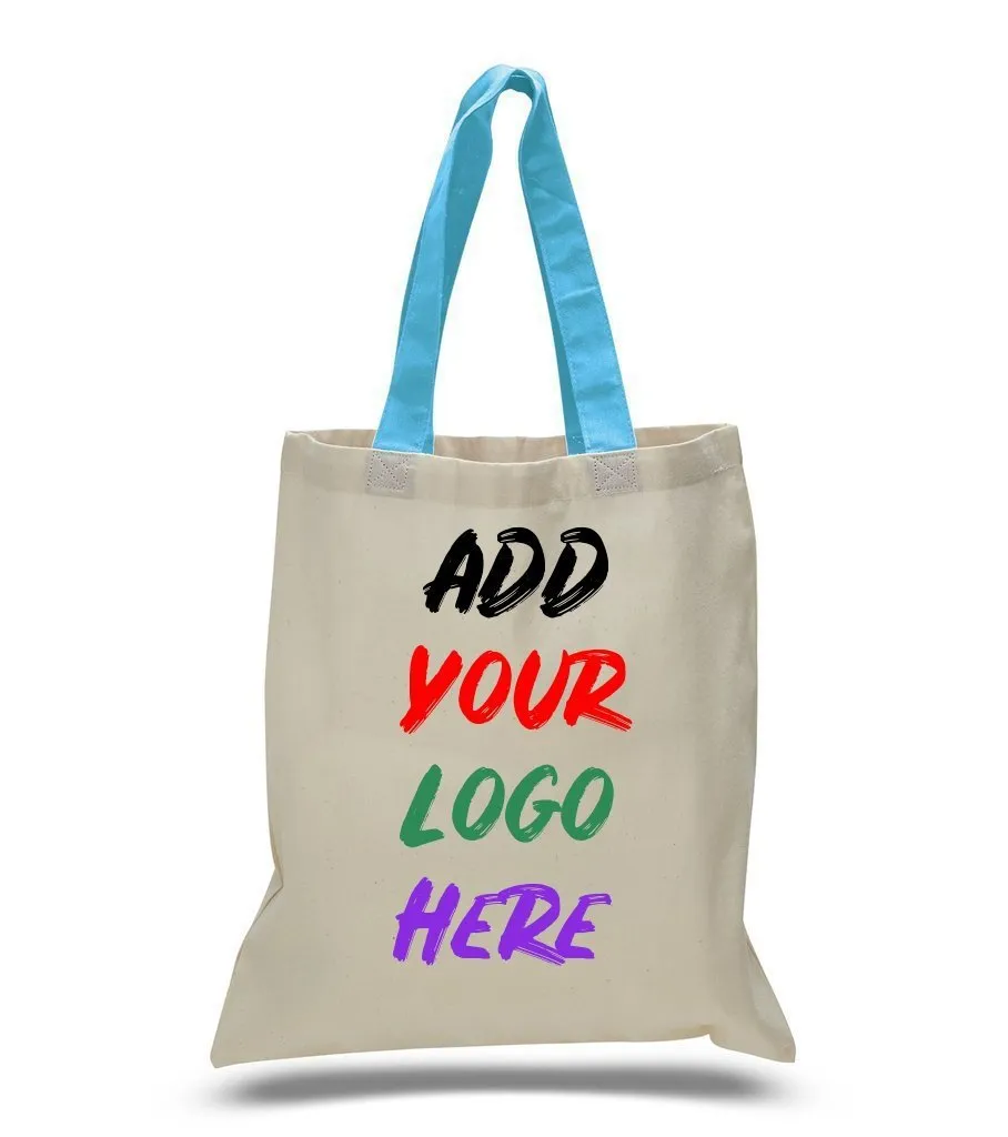 CUSTOM TOTE BAG WITH COLOR HANDLES 100% COTTON