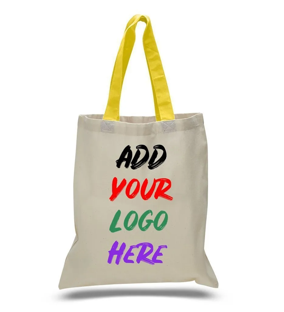 CUSTOM TOTE BAG WITH COLOR HANDLES 100% COTTON