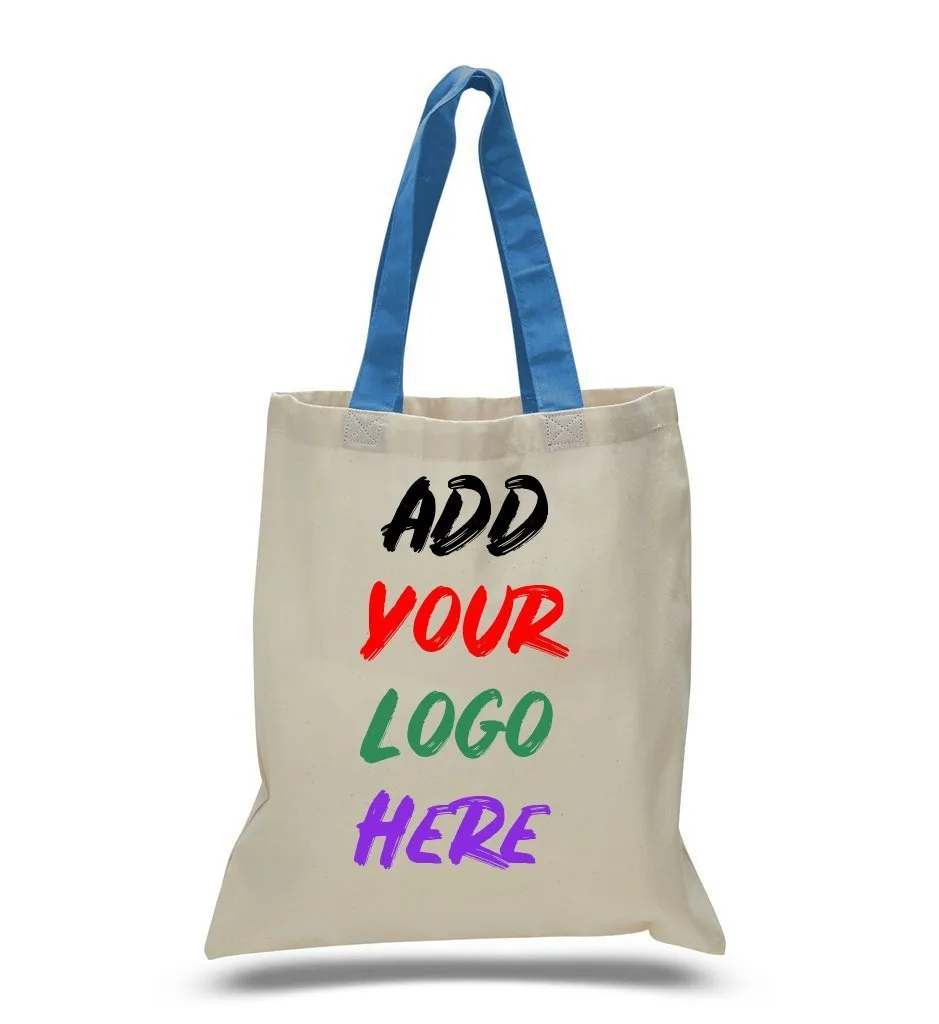 CUSTOM TOTE BAG WITH COLOR HANDLES 100% COTTON