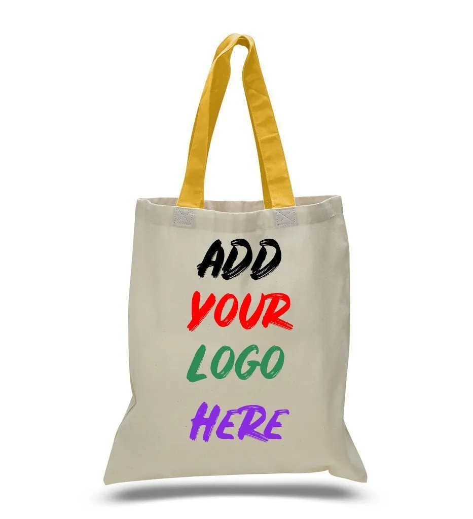 CUSTOM TOTE BAG WITH COLOR HANDLES 100% COTTON