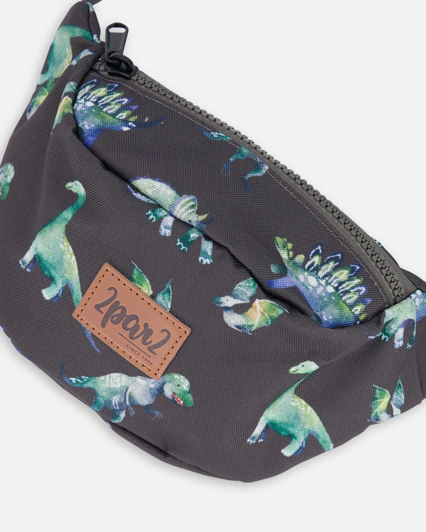 Deux par Deux Boy's Fanny Bag Grey Printed Dinosaurs