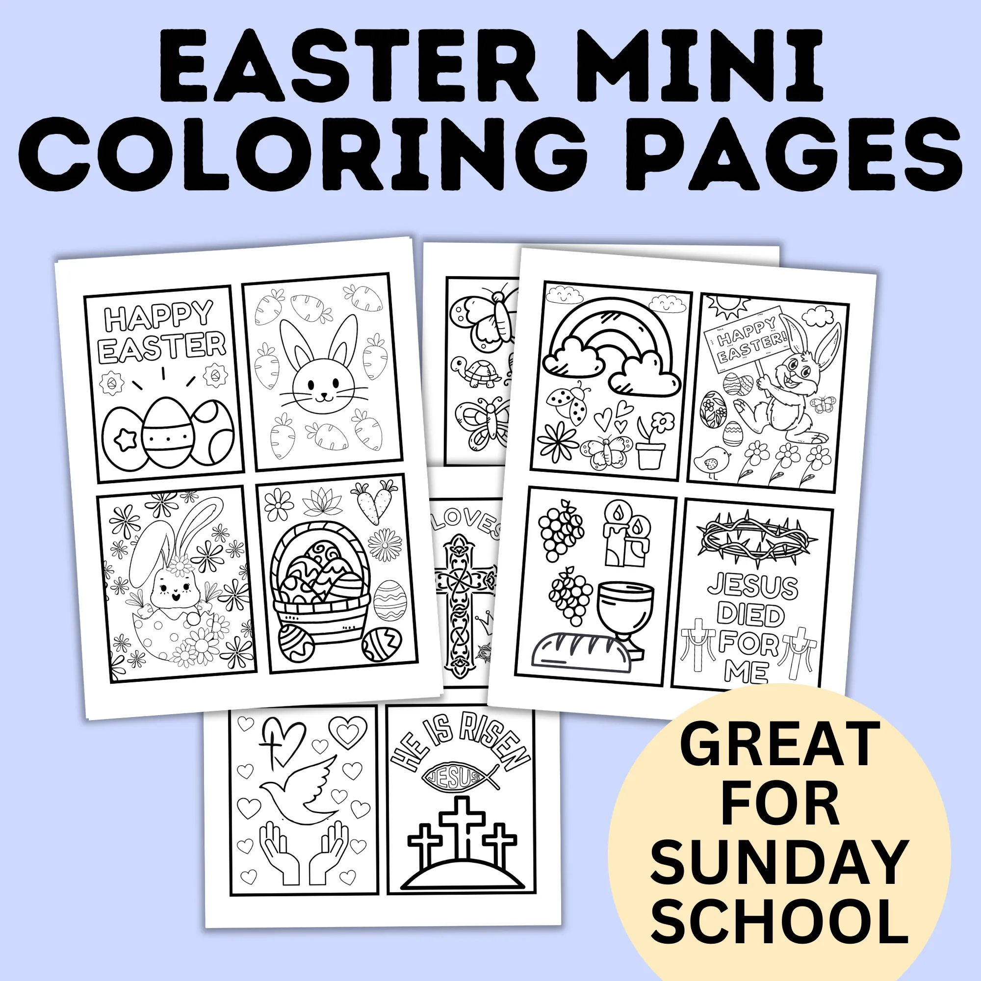 Easter Mini Coloring Pages for Kids | Easter Crafts | Kids coloring Pages | Easter Sunday School