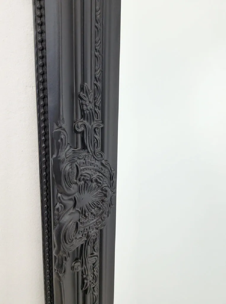 Elegant Black Ornate Mirror 80x110 cm, Wood Frame