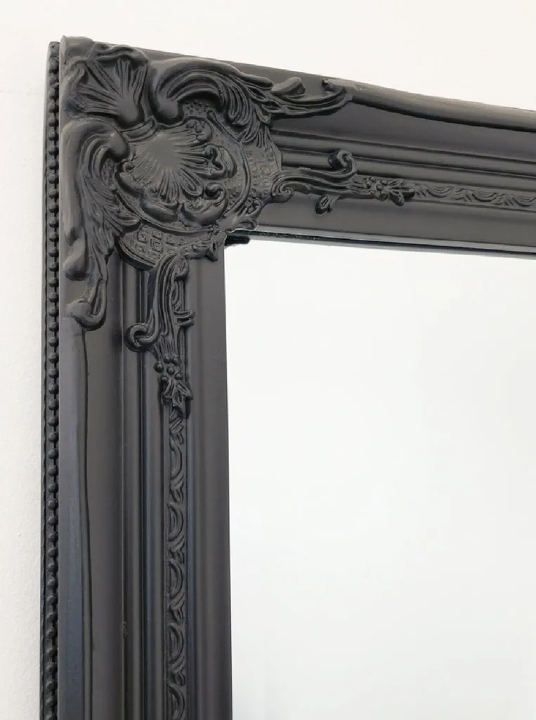 Elegant Black Ornate Mirror 80x110 cm, Wood Frame