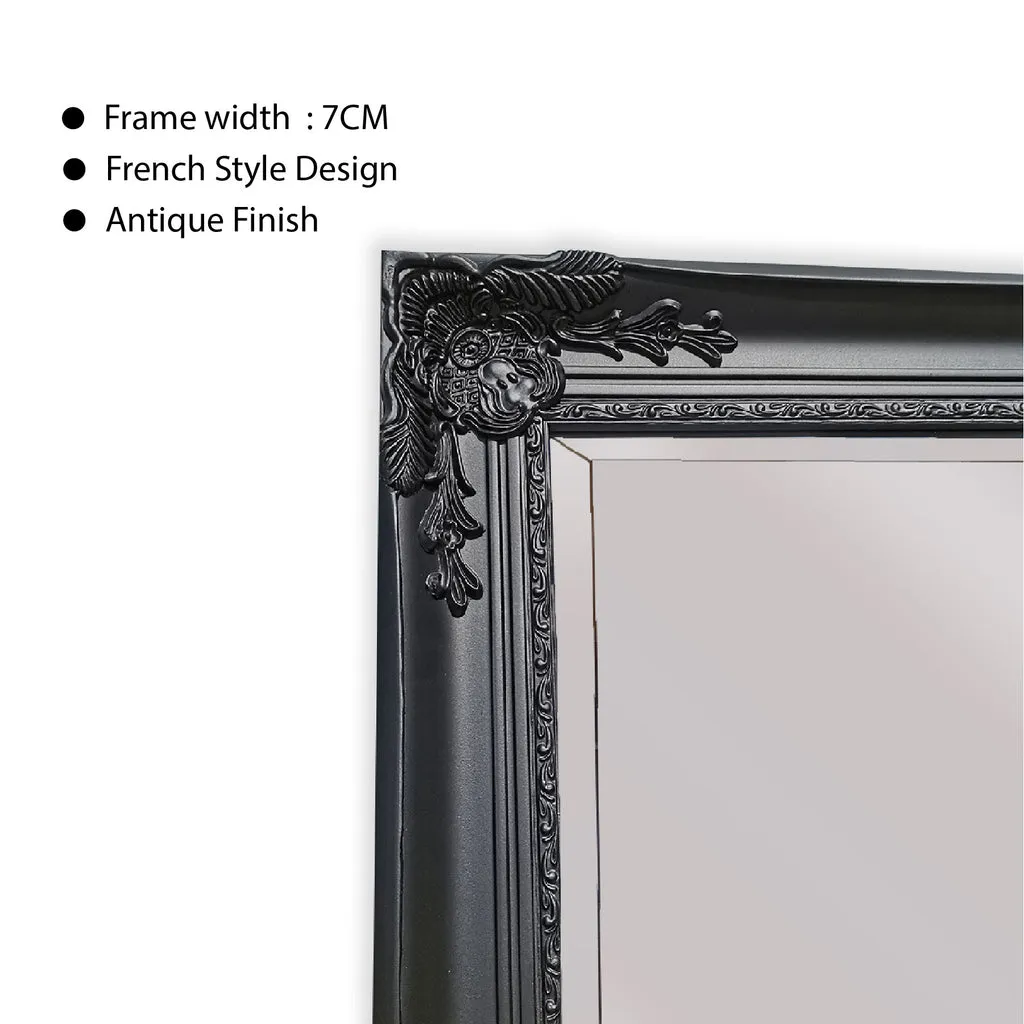 Elegant Black Ornate Mirror 80x110 cm, Wood Frame