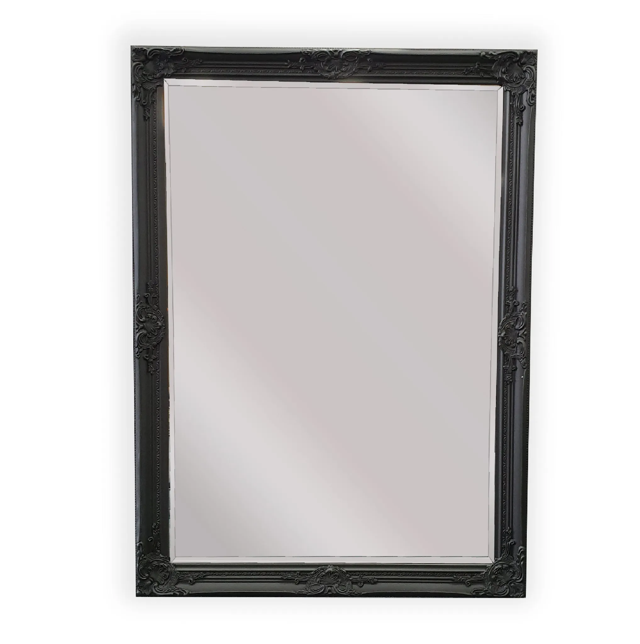 Elegant Black Ornate Mirror 80x110 cm, Wood Frame