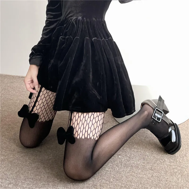 Elegant goth bow tights