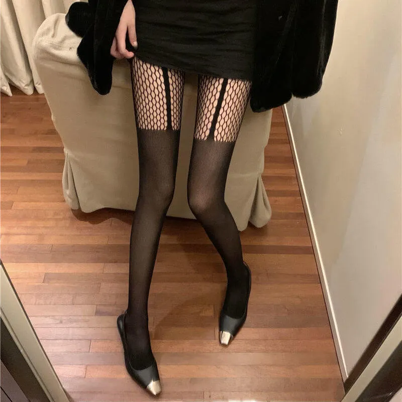 Elegant goth bow tights