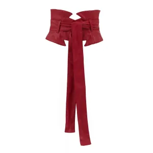 Elegant Wide Faux Leather Belt Red