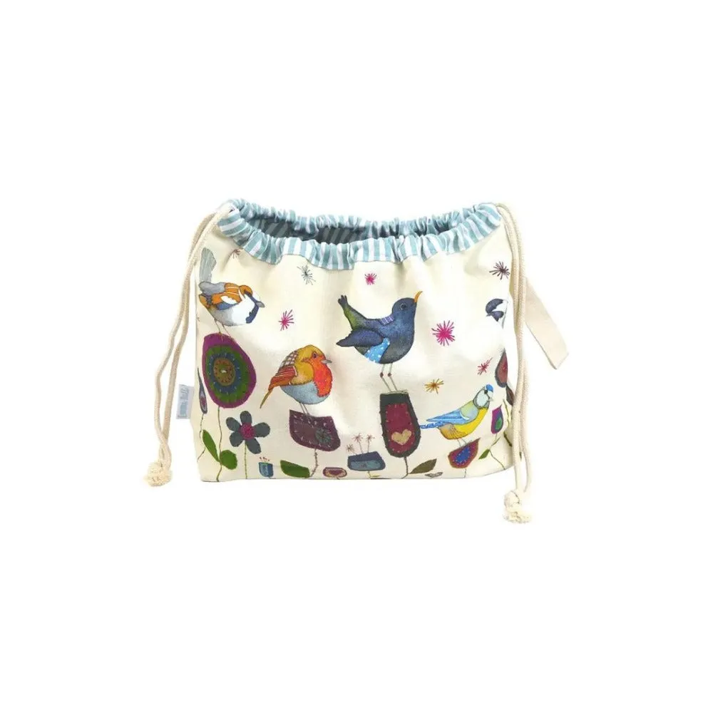 Emma Ball Stitched Birdies Drawstring Bag