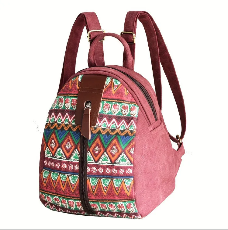 Ethnic Style Women's Small Canvas Rucksack Canvas Backpack