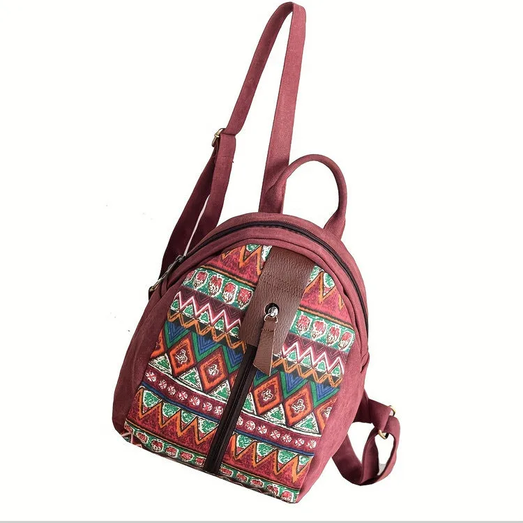 Ethnic Style Women's Small Canvas Rucksack Canvas Backpack