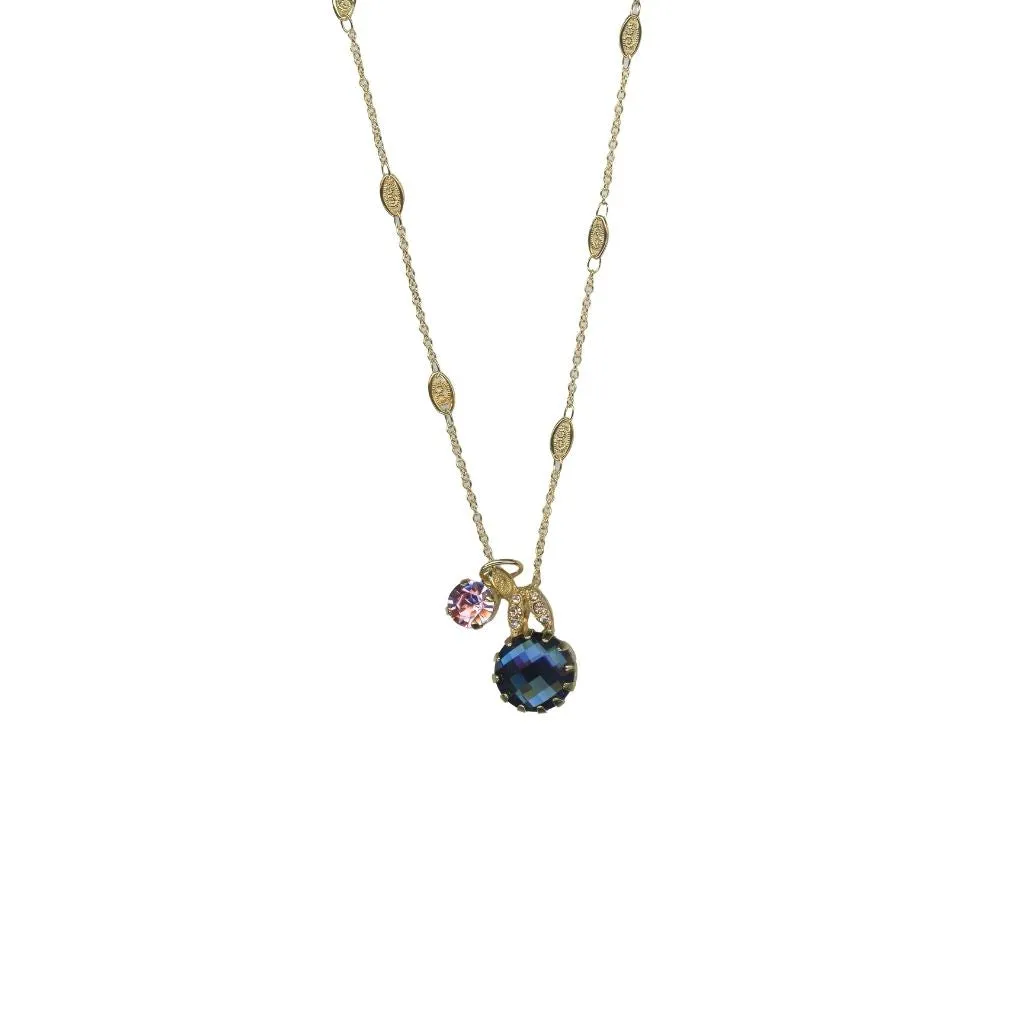 Extra Luxurious Double Stone Pendant in "Harvest Moon" - Yellow Gold