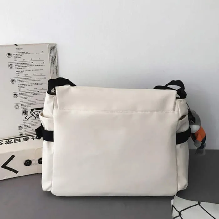 Fashion Colorblock Letter Print Canvas Crossbody Bag