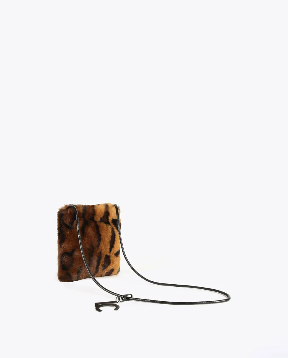 Faux animal fur crossbody bag