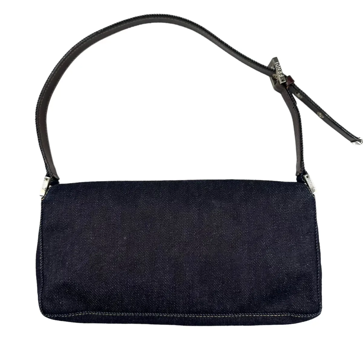 FENDI DENIM FLAP SHOULDER BAG