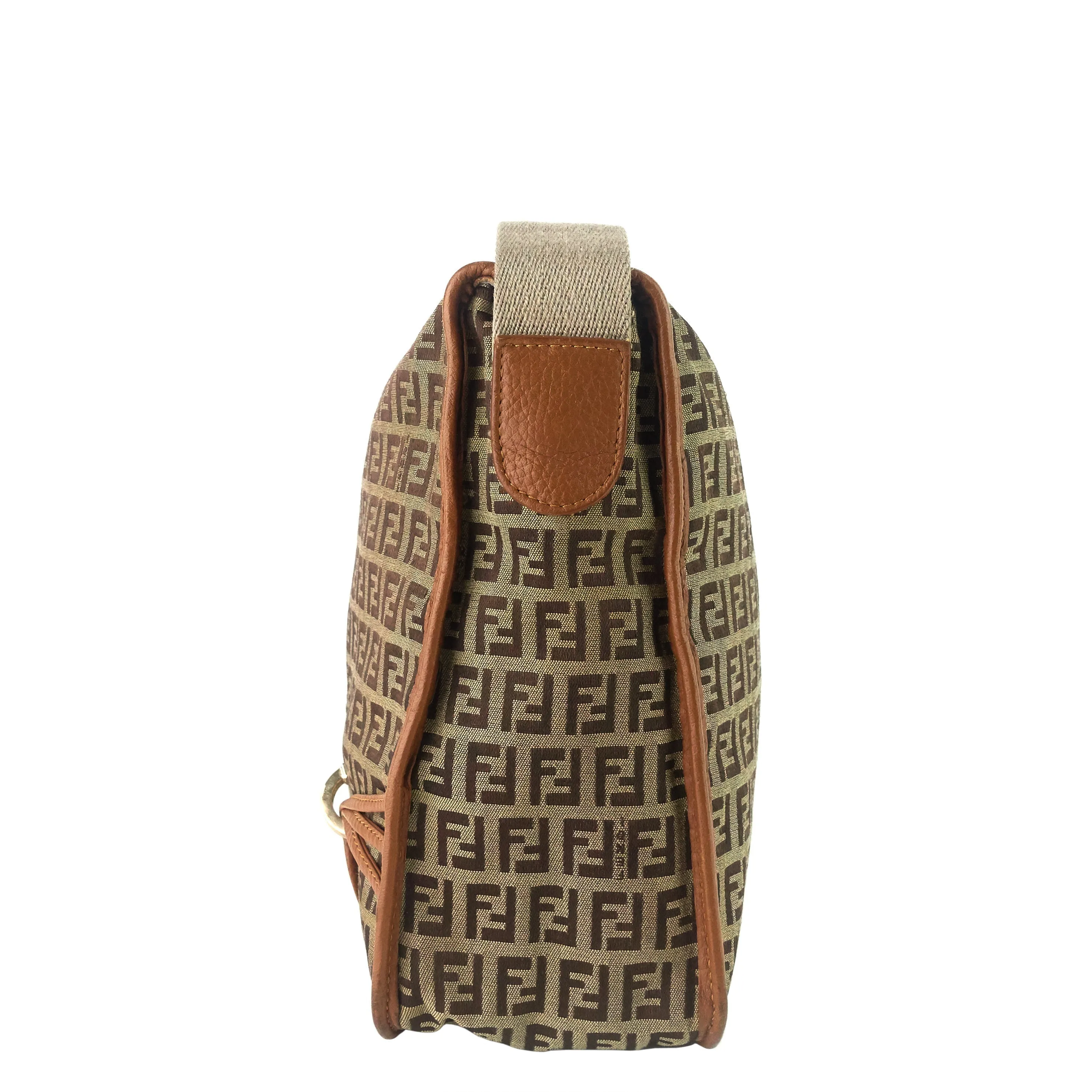 FENDI F Charm Zucchino Canvas Crossbody Bag