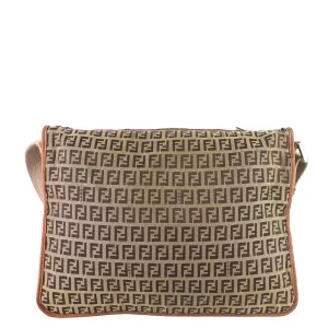 FENDI F Charm Zucchino Canvas Crossbody Bag