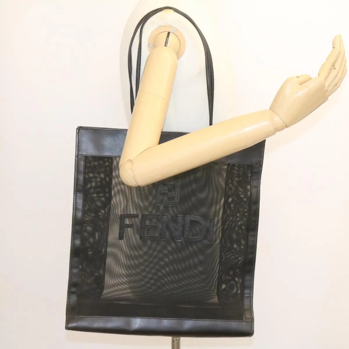 FENDI Tote Bag Nylon See-through mesh Black  am1409g