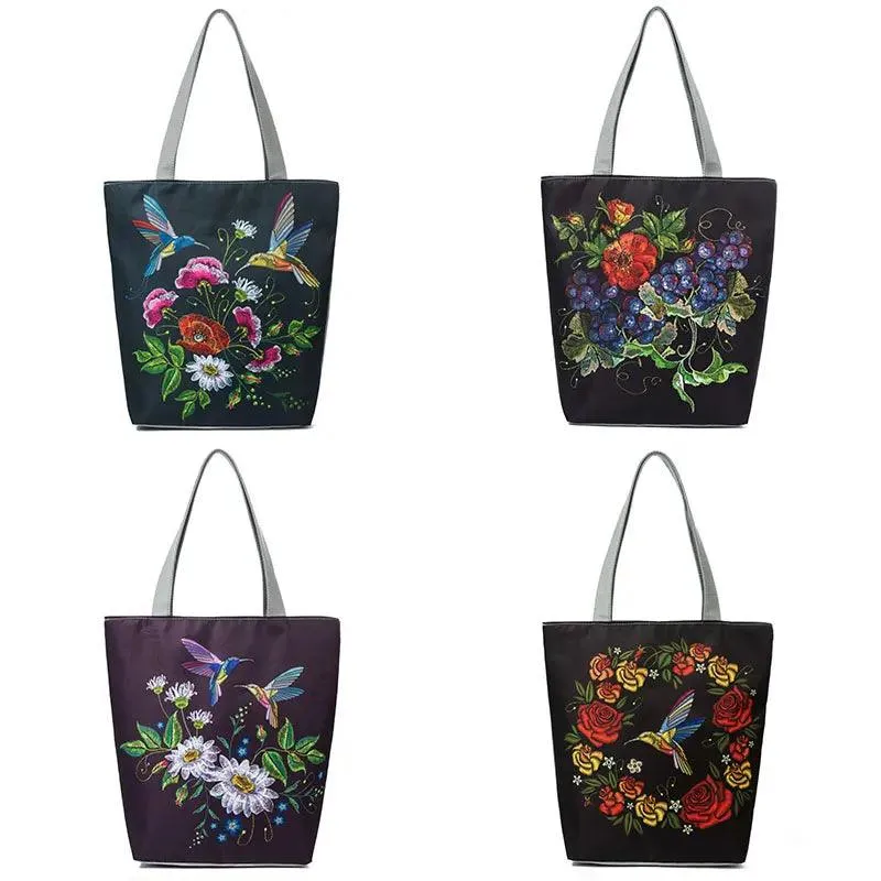 Floral Printed Large Capacity Canvas Tote