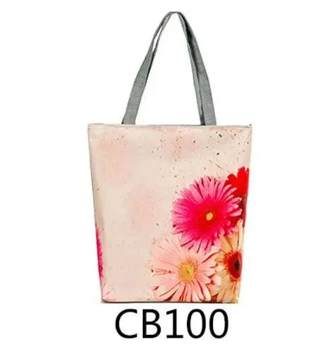 Floral Printed Large Capacity Canvas Tote