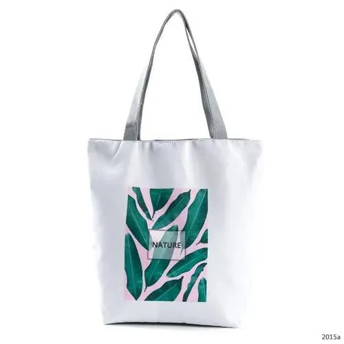 Floral Printed Large Capacity Canvas Tote