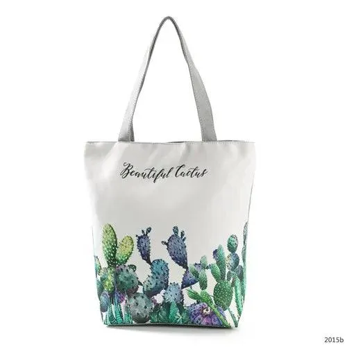 Floral Printed Large Capacity Canvas Tote