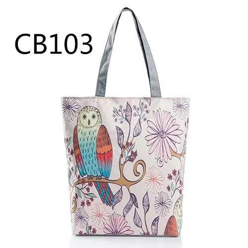 Floral Printed Large Capacity Canvas Tote