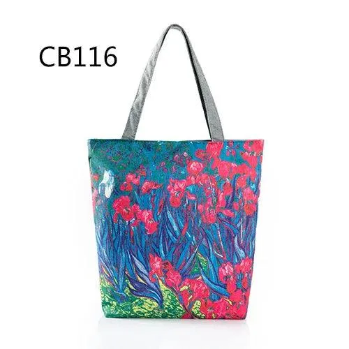 Floral Printed Large Capacity Canvas Tote