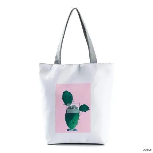 Floral Printed Large Capacity Canvas Tote