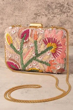 Floral Sequin Clutch Crossbody