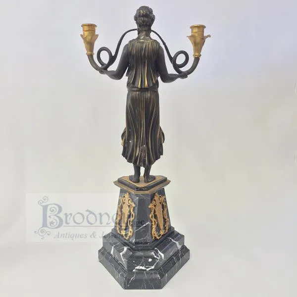 French Bronze Ornate Candlesticks