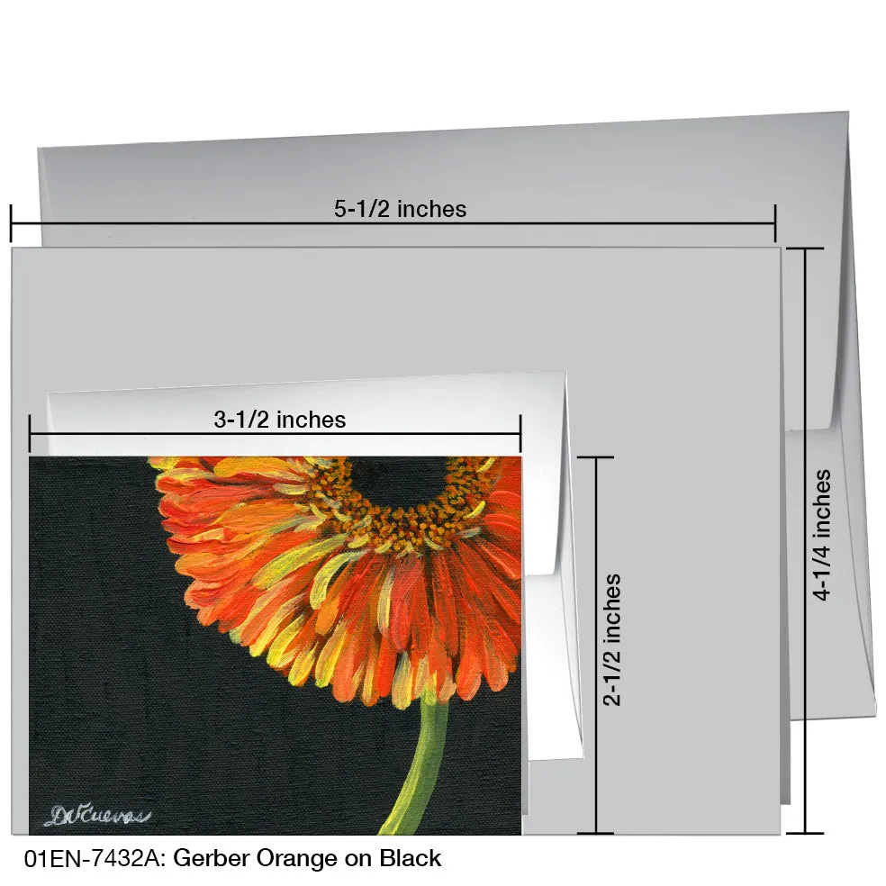 Gerber Orange On Black, Greeting Card (7432A)