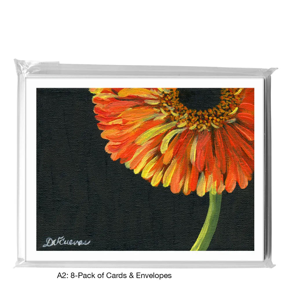 Gerber Orange On Black, Greeting Card (7432A)