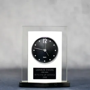 Glass & Black Wood Clock