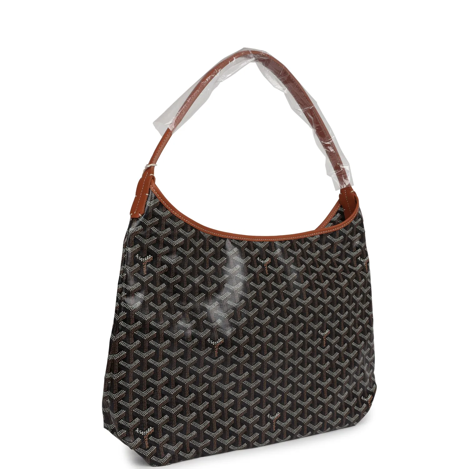 Goyard Goyardine Black & Brown Boheme Hobo Bag Palladium Hardware