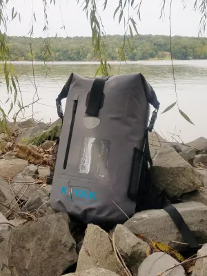 Gray KayakGadges Branded Dry Bag Backpack