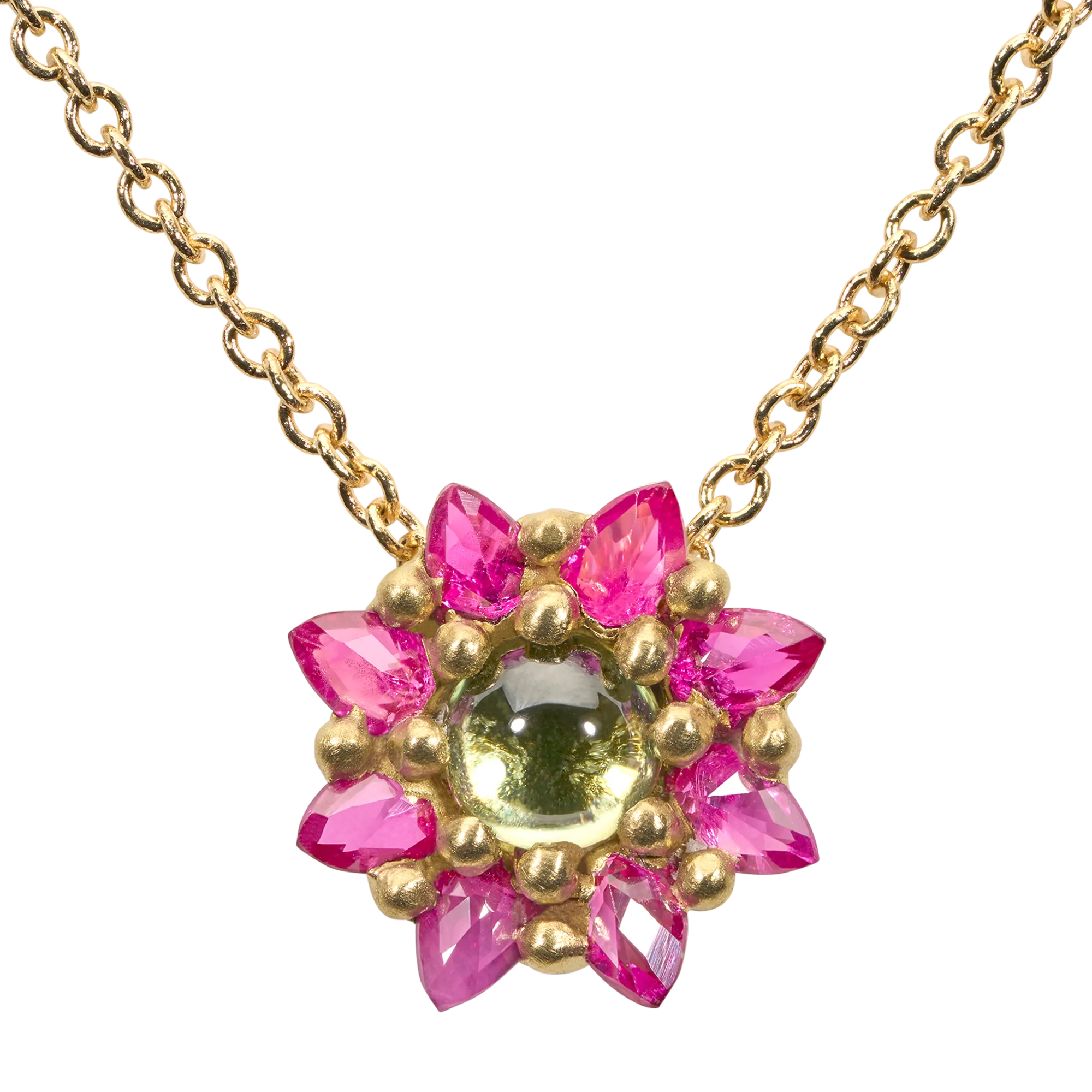 Green & Pink Daisy Necklace - 11669