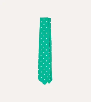 Green Polka Dot Silk Self-Tipped Tie