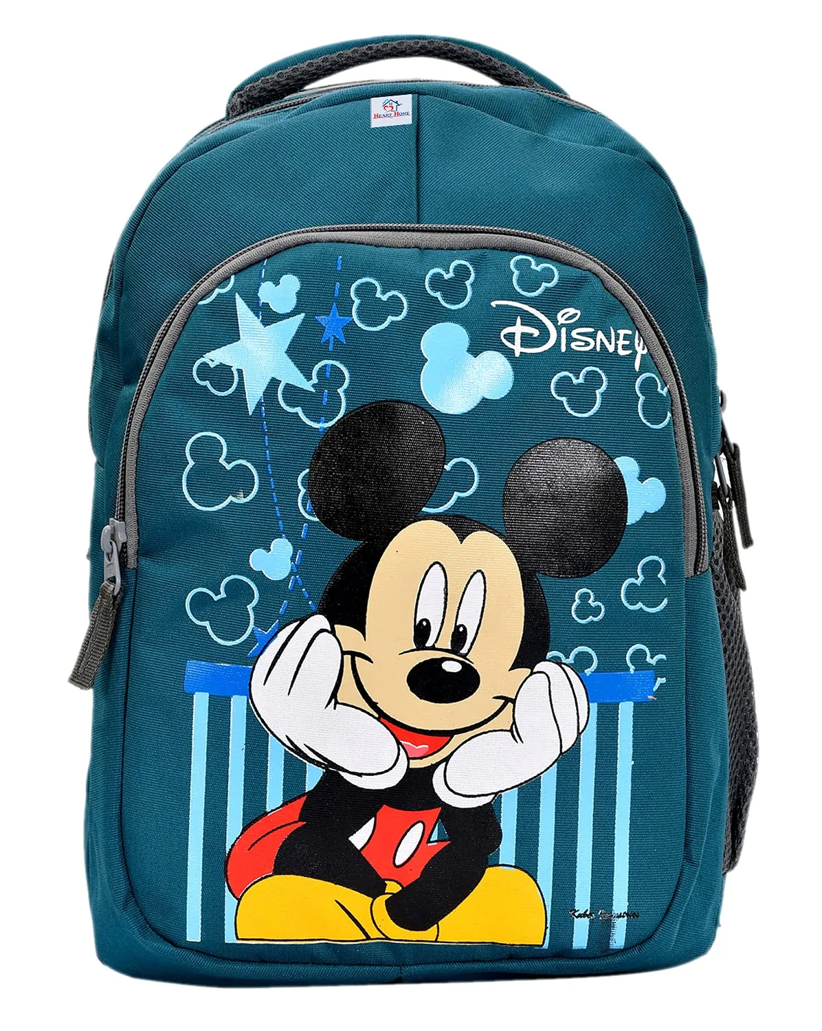 Heart Home Rexien Disney Mickey Mouse Printed Kids School Bag|Zipper Closure With 3 Comparments|Size 27 x 22 x 40 CM (Green)-HS_38_HEARTH21105