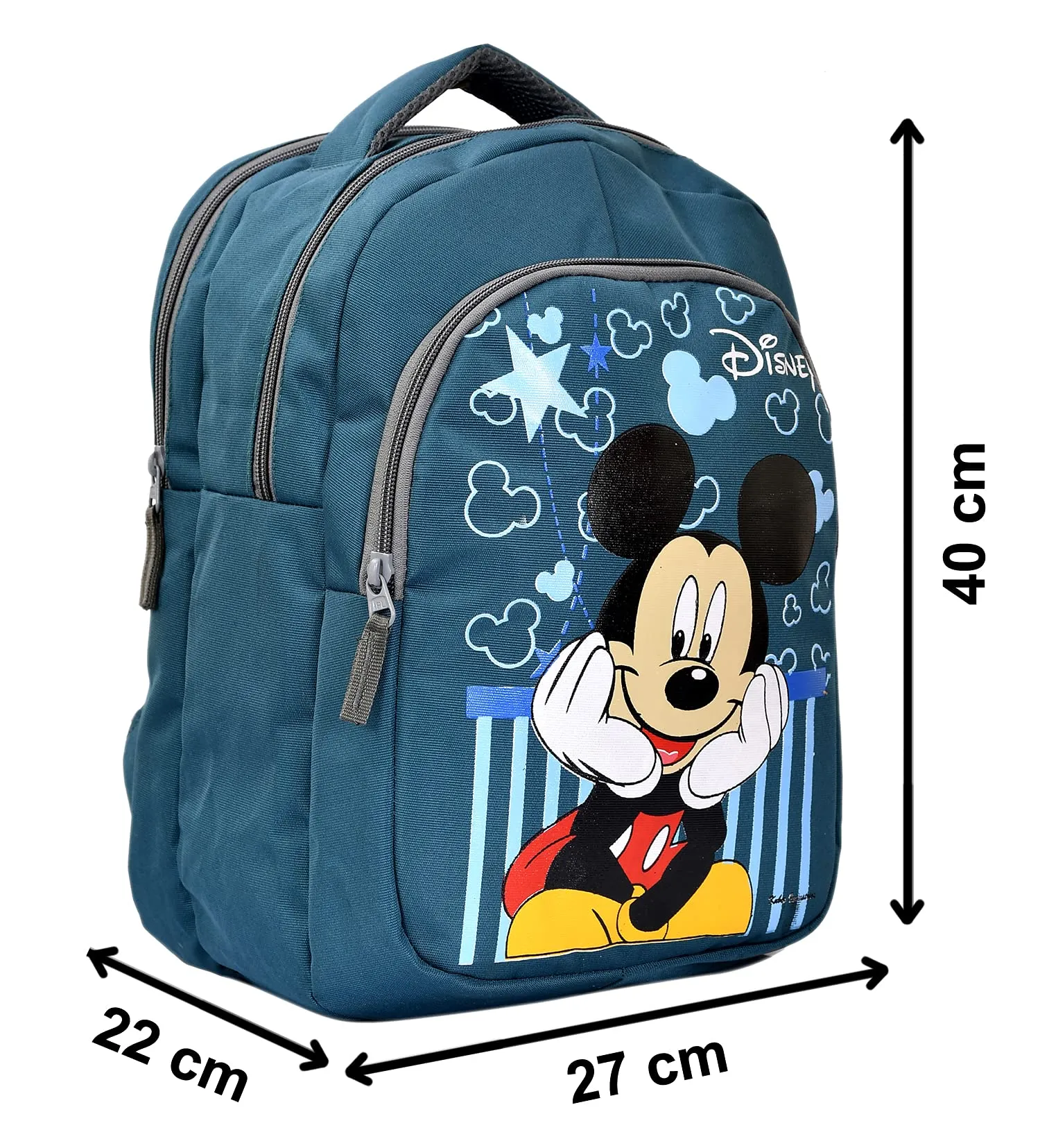 Heart Home Rexien Disney Mickey Mouse Printed Kids School Bag|Zipper Closure With 3 Comparments|Size 27 x 22 x 40 CM (Green)-HS_38_HEARTH21105