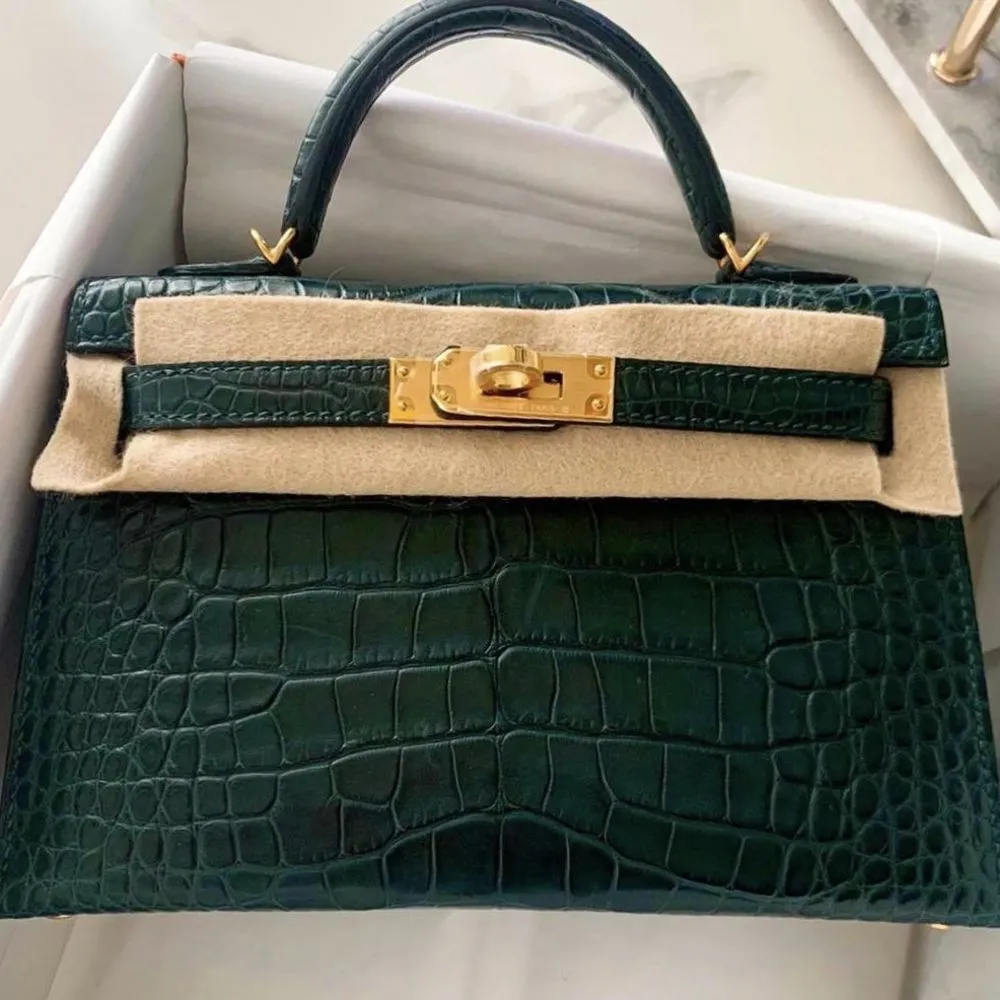 Hermès Kelly 20 Vert Cyprès Sellier Alligator Mississippi Matte Gold Hardware GHW