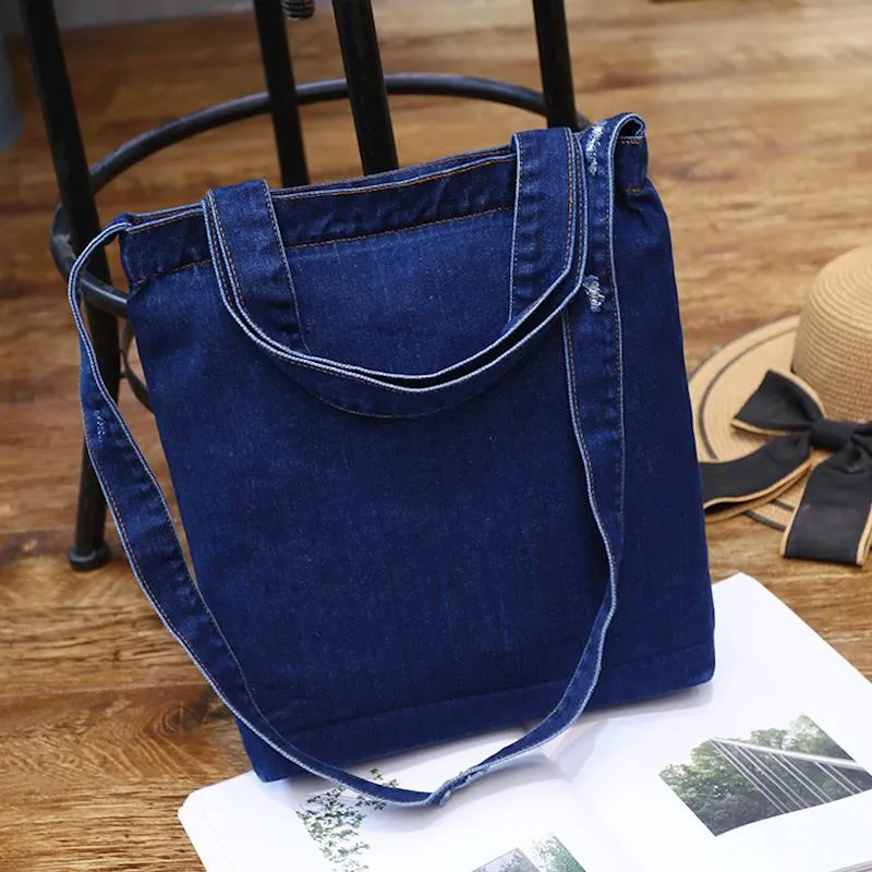 Hole Denim women handbag Large capacity Casual Jeans Shoulder Bags Ladies Shopping Bag female Crossbody bag sac a main bolsos