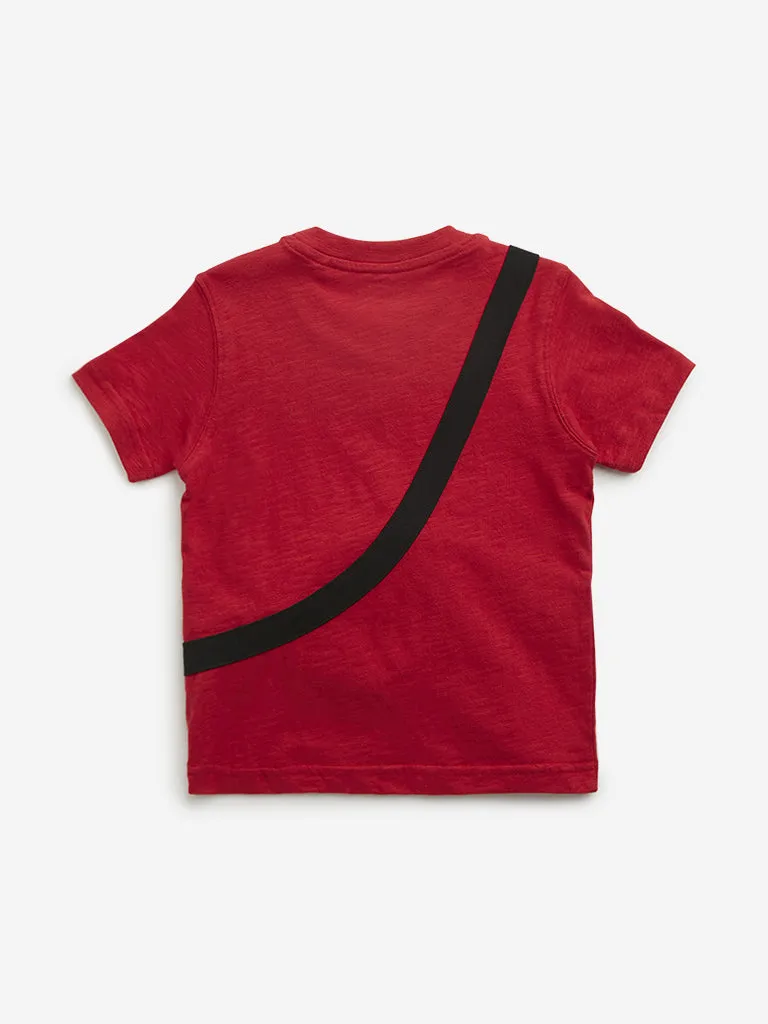 HOP Kids Red Embossed Fanny Pack Cotton T-Shirt