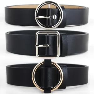 HOT Circle Buckles Belt women fashion students simple casual trousers