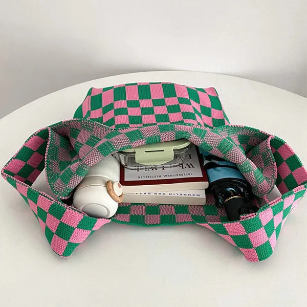 Indie Aesthetic Checker Tote Bag