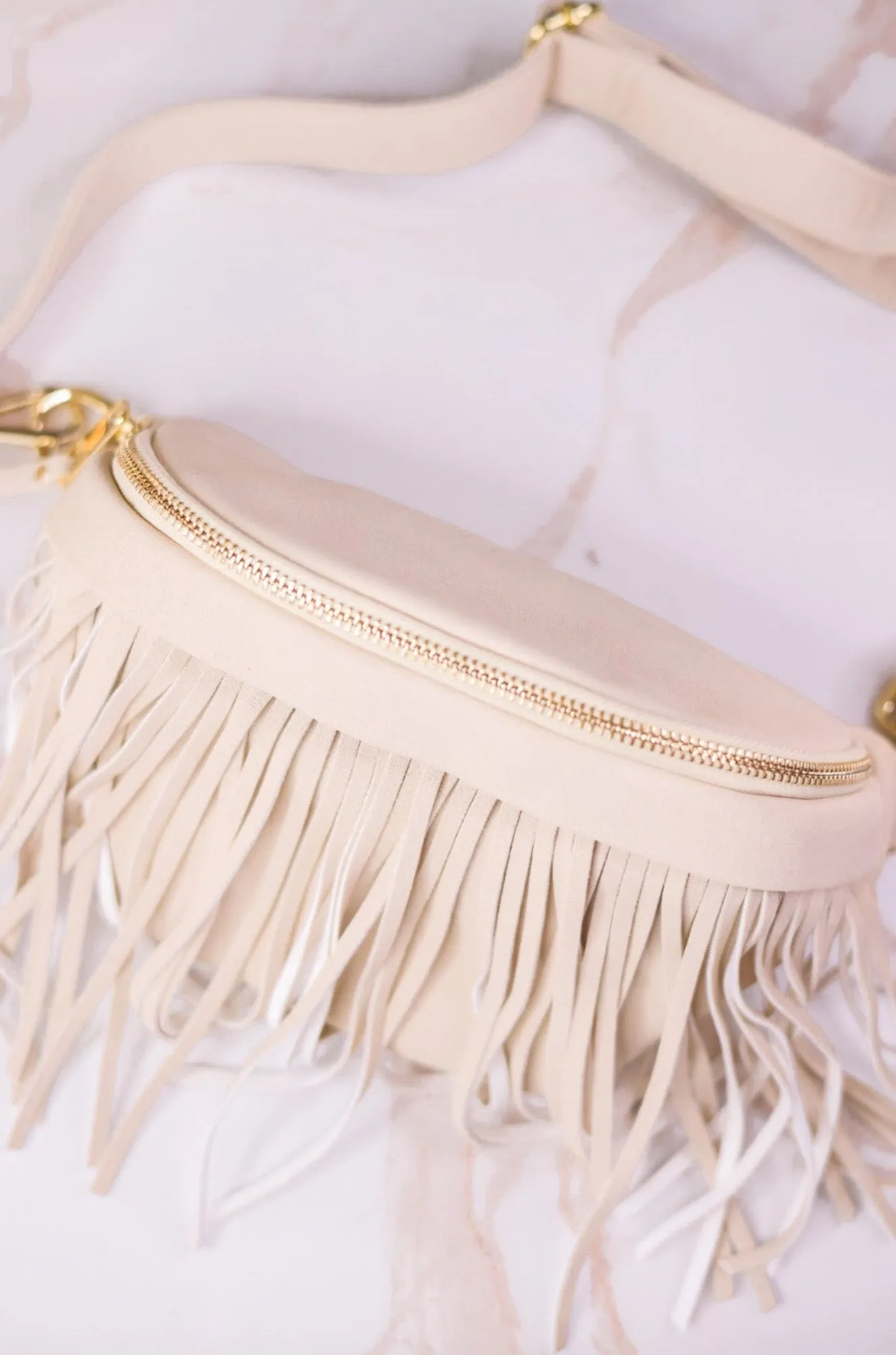 Ivory Removable Fringe Fanny Pack