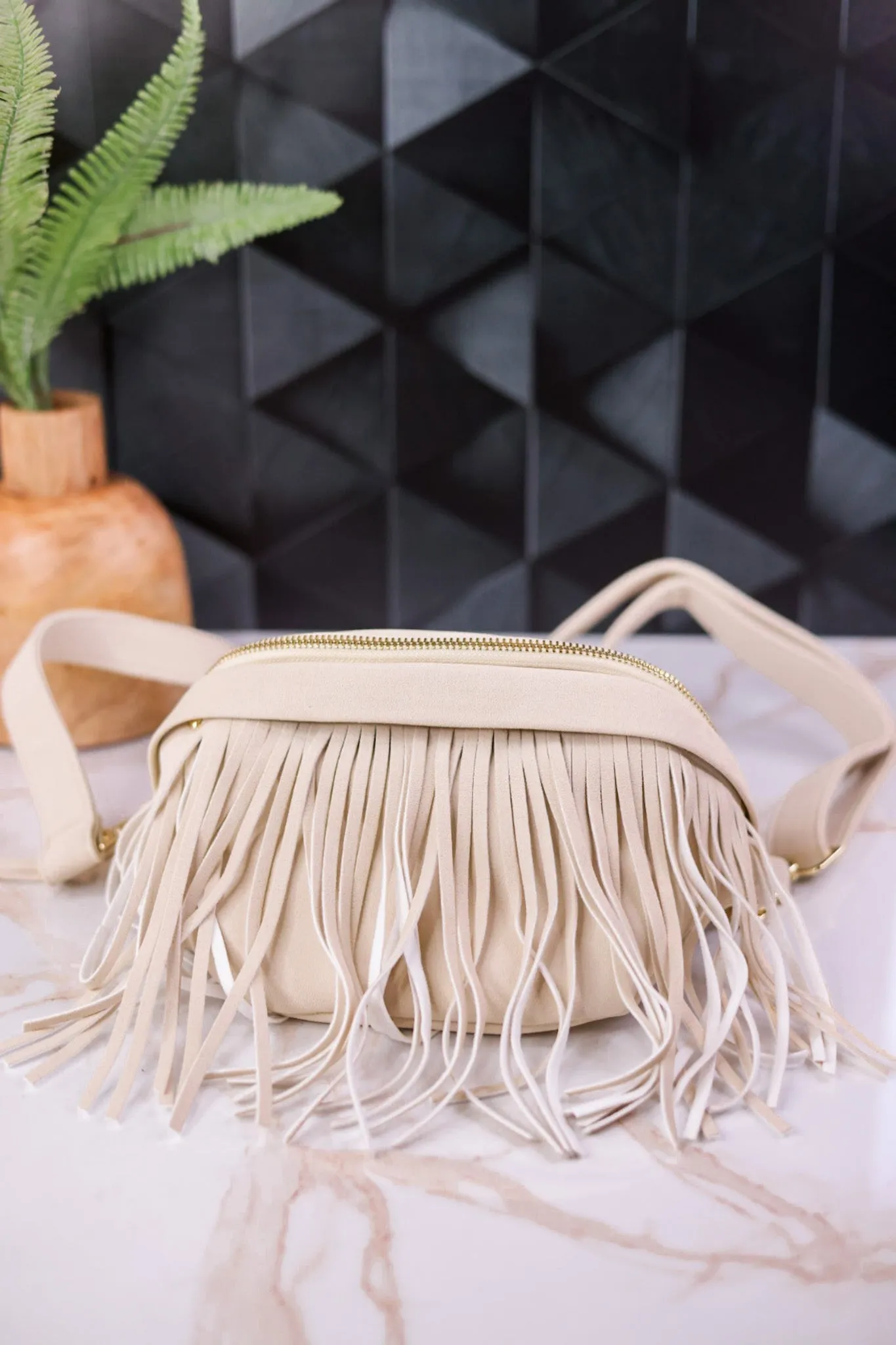 Ivory Removable Fringe Fanny Pack